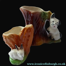 Load image into Gallery viewer, 1960s Eastgate Pottery Posy Dishes. Rarer Pair:  One with a Terrier Dog and the Other with a Cute Little Bunny Rabbit
