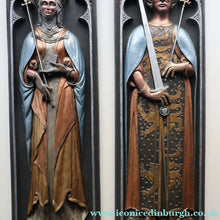 Load image into Gallery viewer, ALPHA STUDIOS. Plaster DANISH ROYALTY Plaques. Rare Vintage 1970s Pair of Medieval Style Wall Plaques
