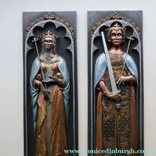 Load image into Gallery viewer, ALPHA STUDIOS. Plaster DANISH ROYALTY Plaques. Rare Vintage 1970s Pair of Medieval Style Wall Plaques
