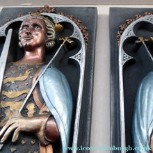 Load image into Gallery viewer, ALPHA STUDIOS. Plaster DANISH ROYALTY Plaques. Rare Vintage 1970s Pair of Medieval Style Wall Plaques
