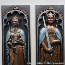 Load image into Gallery viewer, ALPHA STUDIOS. Plaster DANISH ROYALTY Plaques. Rare Vintage 1970s Pair of Medieval Style Wall Plaques
