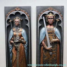 Load image into Gallery viewer, Pair of ALPHA STUDIOS Plaster DANISH ROYALTY Plaques. Rare Vintage 1970s Pair of Medieval Style Wall Plaques

