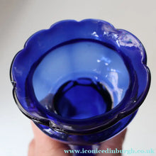 Load image into Gallery viewer, Fine Pair of Hand Blown ANTIQUE Hyacinth Bulb Vases  (Bristol Blue and Amethyst Glass)

