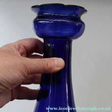 Load image into Gallery viewer, Fine Pair of Hand Blown ANTIQUE Hyacinth Bulb Vases  (Bristol Blue and Amethyst Glass)
