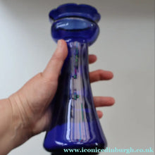 Load image into Gallery viewer, Fine Pair of Hand Blown ANTIQUE Hyacinth Bulb Vases  (Bristol Blue and Amethyst Glass)
