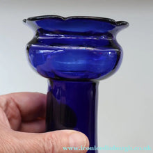 Load image into Gallery viewer, Fine Pair of Hand Blown ANTIQUE Hyacinth Bulb Vases  (Bristol Blue and Amethyst Glass)
