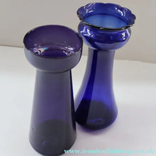 Load image into Gallery viewer, Fine Pair of Hand Blown ANTIQUE Hyacinth Bulb Vases  (Bristol Blue and Amethyst Glass)
