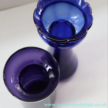 Load image into Gallery viewer, Fine Pair of Hand Blown ANTIQUE Hyacinth Bulb Vases  (Bristol Blue and Amethyst Glass)
