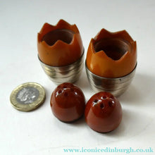 Load image into Gallery viewer, Pair of Vintage 1930s Amber Bakelite and Silver Art Deco Novelty Pepper Pots
