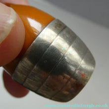 Load image into Gallery viewer, Pair of Vintage 1930s Amber Bakelite and Silver Art Deco Novelty Pepper Pots
