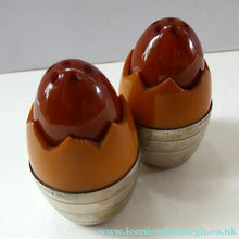Load image into Gallery viewer, Pair of Vintage 1930s Amber Bakelite and Silver Art Deco Novelty Pepper Pots
