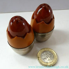 Load image into Gallery viewer, Pair of Vintage 1930s Amber Bakelite and Silver Art Deco Novelty Pepper Pots
