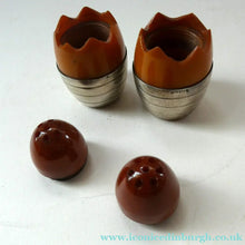 Load image into Gallery viewer, Pair of Vintage 1930s Amber Bakelite and Silver Art Deco Novelty Pepper Pots
