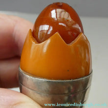 Load image into Gallery viewer, Pair of Vintage 1930s Amber Bakelite and Silver Art Deco Novelty Pepper Pots
