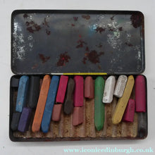 Load image into Gallery viewer, PAIR of Art Deco Style 1950s REEVES GREYOUND Pastel Tins &amp; Some Contents
