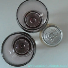 Load image into Gallery viewer, PAIR of Caithness CANISBAY LARGE Amethyst Coloured Wine Glasses. Space Age Shape. 5 3/4 inches in height

