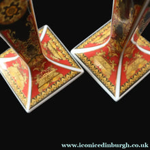 Load image into Gallery viewer, PAIR of Decorative Rosenthal VERSACE MEDUSA Candlesticks. 8 1/4 inches
