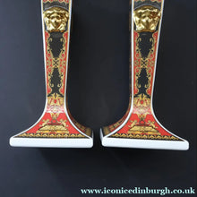 Load image into Gallery viewer, PAIR of Decorative Rosenthal VERSACE MEDUSA Candlesticks. 8 1/4 inches
