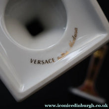 Load image into Gallery viewer, PAIR of Decorative Rosenthal VERSACE MEDUSA Candlesticks. 8 1/4 inches
