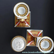 Load image into Gallery viewer, PAIR of Decorative Rosenthal VERSACE MEDUSA Candlesticks. 8 1/4 inches
