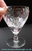 Load image into Gallery viewer, PAIR of EDINBURGH CRYSTAL 1940s Claret Glasses. Each with stylish Older Thistle and Flowers Pattern - Scottish Glass
