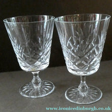 Load image into Gallery viewer, Pair of EDINBURGH CRYSTAL Small Wine OBAN Glasses. SIGNED Height 5 inches
