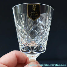 Load image into Gallery viewer, Pair of EDINBURGH CRYSTAL Small OBAN White Wine Glasses. SIGNED Height 4 5/8 inches
