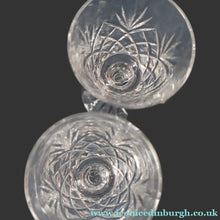 Load image into Gallery viewer, Pair of EDINBURGH CRYSTAL Small OBAN White Wine Glasses. SIGNED Height 4 5/8 inches
