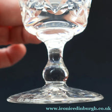 Load image into Gallery viewer, Pair of EDINBURGH CRYSTAL Small OBAN White Wine Glasses. SIGNED Height 4 5/8 inches
