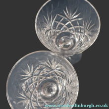 Load image into Gallery viewer, Pair of EDINBURGH CRYSTAL Small OBAN White Wine Glasses. SIGNED Height 4 5/8 inches
