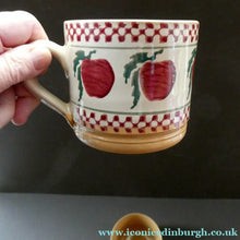Load image into Gallery viewer, PAIR of Large Irish Ceramic Mugs by Nicholas Mosse. Spongeware Red Apples Design
