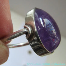 Load image into Gallery viewer, Vintage 925 Solid Silver Ring Flower Head with Amethyst Crystals UK Size O
