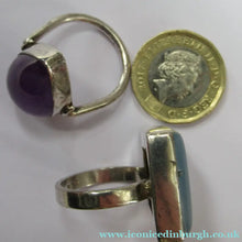 Load image into Gallery viewer, Vintage 925 Solid Silver Ring Flower Head with Amethyst Crystals UK Size O
