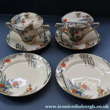 Load image into Gallery viewer, PAIR OF Royal Cauldron Clare de Lune. Lidded Cups, Saucers and Side Plate
