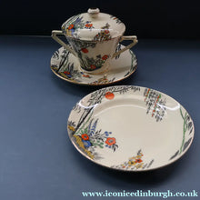Load image into Gallery viewer, PAIR OF Royal Cauldron Clare de Lune. Lidded Cups, Saucers and Side Plate
