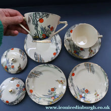 Load image into Gallery viewer, PAIR OF Royal Cauldron Clare de Lune. Lidded Cups, Saucers and Side Plate

