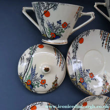 Load image into Gallery viewer, PAIR OF Royal Cauldron Clare de Lune. Lidded Cups, Saucers and Side Plate
