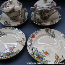 Load image into Gallery viewer, PAIR OF Royal Cauldron Clare de Lune. Lidded Cups, Saucers and Side Plate
