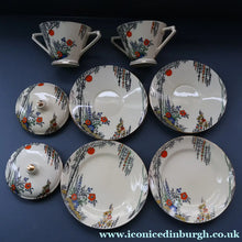 Load image into Gallery viewer, PAIR OF Royal Cauldron Clare de Lune. Lidded Cups, Saucers and Side Plate
