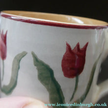 Load image into Gallery viewer, PAIR of Smaller Irish Ceramic Mugs by Nicholas Mosse. Spongeware Tulips Design
