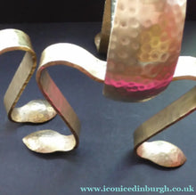 Load image into Gallery viewer, Pair of VICTORIAN Brass Andirons or Fire Dogs. Strange Art Nouveau / Arts &amp; Crafts Undulating Shape
