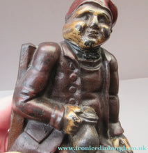 Load image into Gallery viewer, Pair OF VICTORIAN Polychrome Painted CAST IRON Door Stops, in the form of Tam O'Shanter and Souter Johnnie
