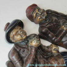 Load image into Gallery viewer, Pair OF VICTORIAN Polychrome Painted CAST IRON Door Stops, in the form of Tam O'Shanter and Souter Johnnie
