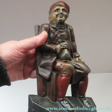 Load image into Gallery viewer, Pair OF VICTORIAN Polychrome Painted CAST IRON Door Stops, in the form of Tam O'Shanter and Souter Johnnie
