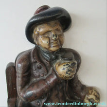Load image into Gallery viewer, Pair OF VICTORIAN Polychrome Painted CAST IRON Door Stops, in the form of Tam O'Shanter and Souter Johnnie
