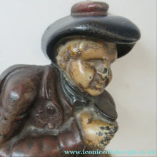 Load image into Gallery viewer, Pair OF VICTORIAN Polychrome Painted CAST IRON Door Stops, in the form of Tam O'Shanter and Souter Johnnie
