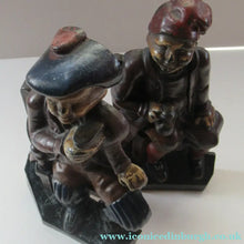 Load image into Gallery viewer, Pair OF VICTORIAN Polychrome Painted CAST IRON Door Stops, in the form of Tam O'Shanter and Souter Johnnie
