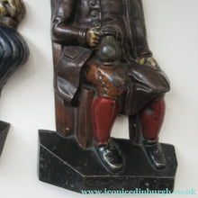 Load image into Gallery viewer, Pair OF VICTORIAN Polychrome Painted CAST IRON Door Stops, in the form of Tam O'Shanter and Souter Johnnie
