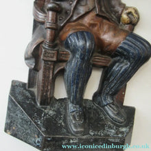 Load image into Gallery viewer, Pair OF VICTORIAN Polychrome Painted CAST IRON Door Stops, in the form of Tam O'Shanter and Souter Johnnie
