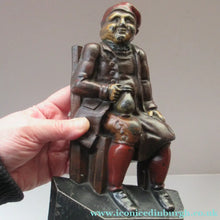 Load image into Gallery viewer, Pair OF VICTORIAN Polychrome Painted CAST IRON Door Stops in the form of Tam O’Shanter and Souter Johnnie - Scottish
